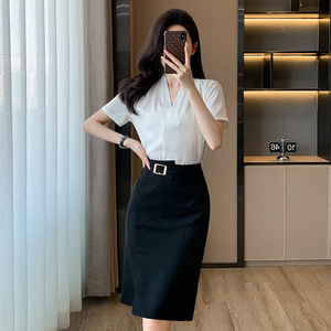 Women's High Waist Pencil Midi Skirt Stretch Elegant Bodycon Commuter Style Spring Black - Product Image 3