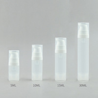 Vente en gros de flacons pompe sans air en plastique PP blanc, transparent, noir, de 5 ml, 10 ml, 15 ml, 30 ml, pour lotion, sérum, gel, crème pour le visage, fond de teint