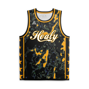 Maillot de basketball respirant en maille avec motif camouflage abstrait noir et or 2026, débardeur de sport doux et décontracté sans manches pour adulte - Product Image 1