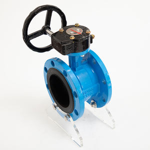 صمام فراشة صناعي Dn100 من الحديد الزهر المرن، يدوي، بترس حلزوني، إغلاق ناعم، ذو شفة مزدوجة - Product Image 3