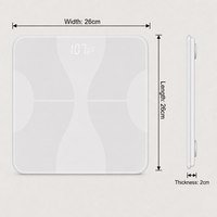 Pèse-personne numérique intelligent 180 kg en verre avec écran LCD, moniteur de teneur en eau et synchronisation via l'application 4.0
