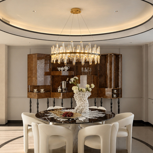 Lustre moderne circulaire en cristal, LED dimmable 3000K, pour maison, villa, salle à manger, hall d'hôtel, intérieur. - Product Image 4