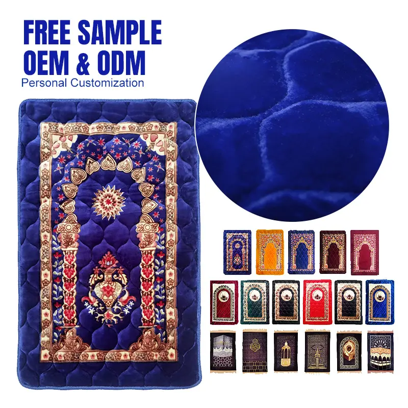 High Quality Digital Printed Velvet Luxury Prayer Rug Gift Set Muslim Islam Prayer Mat