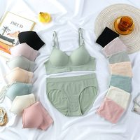Vente en gros ensemble bralette et culotte sans couture, ensembles soutien-gorge et slip à bonnet fixe pour fille étudiante