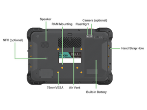 Tablette <span class=keywords><strong>PC</strong></span> industrielle Android 13 intelligente, 10,1 pouces, robuste, tactile, lisible en plein soleil (1200 nits), processeur octa-core, batterie 8000 mAh - Product Image 6