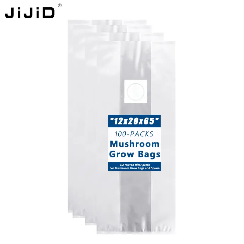 JIJID 320*650mm Saco de cultivo de cogumelos com filtro Pp Sacos de cultivo autoclaváveis Sacos de spawn de cogumelos ostra