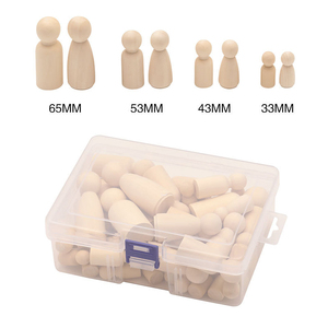 Figurines en bois peintes non finies, bois poli, 50 pièces, ensemble de poupées en bois DIY, assortiment - Product Image 4