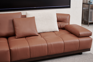 Luxury Modern Genuine Leather 3-Seater <b>Set</b> <b>Square</b> Grid Seat Design Comfort Apartment Corner Villa Home Furniture - Product Image 2