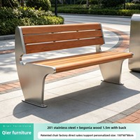 Banc long d'extérieur en acier inoxydable avec dossier réglable, design minimaliste et moderne pour les parcs et les cours