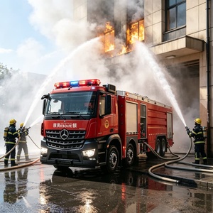 Camion de pompiers MERCEDES-BENZ 8X4 avec réservoir d'eau et réservoir de mousse, équipé d'une pompe pour intervention urbaine - Product Image 1