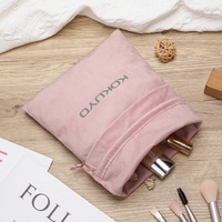 Pochette recyclable pour perruque en velours rose tendre avec logo personnalisé Sac de luxe Sac à poussière en velours avec ruban pour les articles Poussière