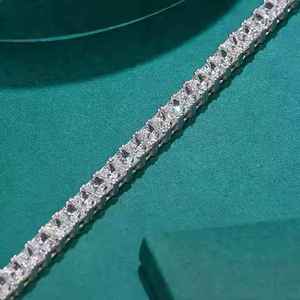 Moissanite Brilliant Cut Tennis Bracelet 925 Sterling Silver Plated Channel <b>Set</b> Sparkle Trendy Unisex Daily Wear Jewelry Gift - Product Image 1