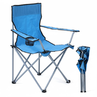 Chaise de camping pliante portable NBT en fer pour extérieur, style moderne, avec accoudoirs et porte-gobelet, durable et légère, pour la plage et le jardin