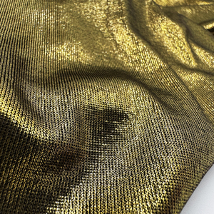 Ưa Thích Tỏa Sáng Gân 95% <span class=keywords><strong>Polyester</strong></span> 5% Spandex Tùy Chỉnh 175gsm Lá Vàng In Đan Sườn Vải Cho Dresses - Product Image 4