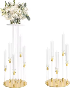 Candelabro in Acrilico Trasparente a 6 Teste con Vassoio Rimovibile per Fiori, Centrotavola per Matrimoni e Decorazioni per Tavoli da Ricevimento - Product Image 4