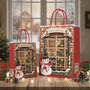 Customized <b>Christmas</b> Boutique Paper <b>Bag</b> with Twisted Handle for Eco-friendly Kraft Paper <b>Bags</b> Used As <b>Christmas</b> Holiday <b>Gifts</b> - Product Image 3