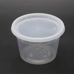 高清透明8 12 16 32盎司塑料圆形Pp熟食店热汤冰柜碗一次性带盖食品容器