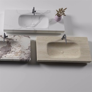 Lavabo Integrado de <span class=keywords><strong>Diseño</strong></span> Moderno en Tablero Laminado Curvado en Caliente, Lavabo Rectangular con Ranura de Drenaje para Muebles de Baño - Product Image 5