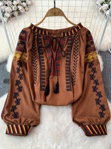 Primavera e autunno stile etnico retrò a maniche lunghe girocollo ampio Pullover ricamato maglia Casual da <span class=keywords><strong>donna</strong></span> - Product Image 4