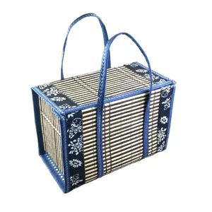 Hand-woven folding rattan basket Bamboo basket New Year goods packaging gift box