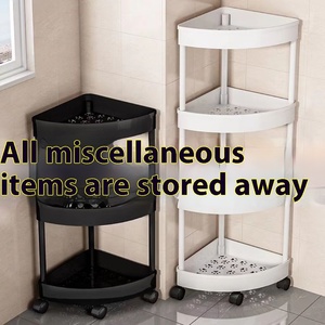 Étagère d'angle triangulaire multi-niveaux à 5 niveaux en <span class=keywords><strong>plastique</strong></span> pour <span class=keywords><strong>cuisine</strong></span> et salle de bain, organisateur sur pied pour toilettes - Product Image 3