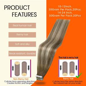 Extensiones de Cabello <span class=keywords><strong>con</strong></span> Cinta Adhesiva, Extensiones de Cabello Natural, Extensiones <span class=keywords><strong>con</strong></span> Cinta Adhesiva de Doble Cara, Marrón Castaño Degradado a <span class=keywords><strong>Rubio</strong></span> Platino <span class=keywords><strong>con</strong></span> Reflejos - Product Image 2