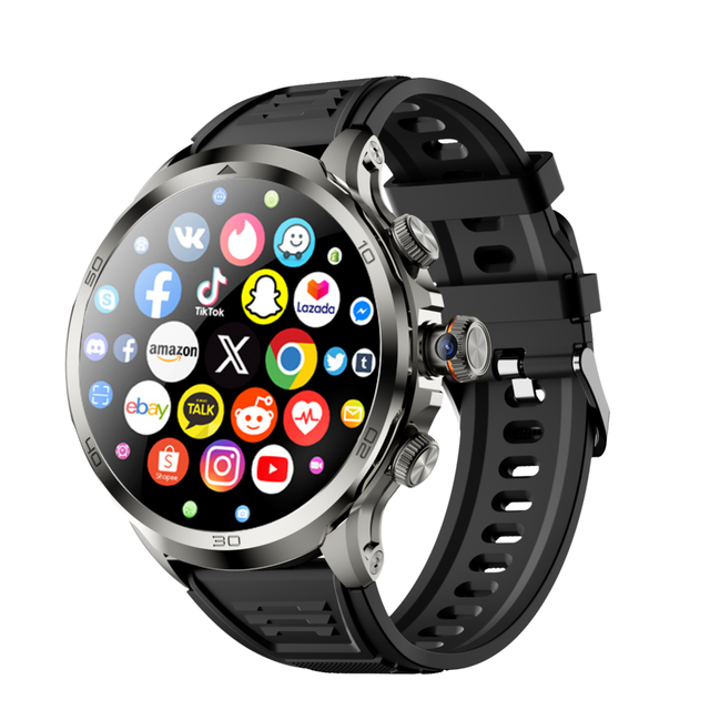 H19 AMOLED Round Smart Watch 4G LTE Large Battery Up to 4 Days Standby IP67 Waterproof Android Smartwatch for Unisex