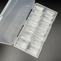 Nouvelles Capsules d'Ongles Stiletto N14448 : Guide Français, Ligne Courbe, Capsule à Insérer, Ongles Inversés, Double Forme Supérieure, Pointes d'Ongles