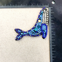 Gillian Patchs brodés thermocollants en forme de poisson, 3D, perlés et à sequins, pour vêtements et chapeaux, style à coudre, en tissu feutre