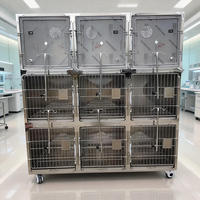 Commerciële roestvrijstalen hondenkennel, solide klassieke eenvoudige stijl, grote vierkante metalen lade voor dierenklinieken en dierenwinkels