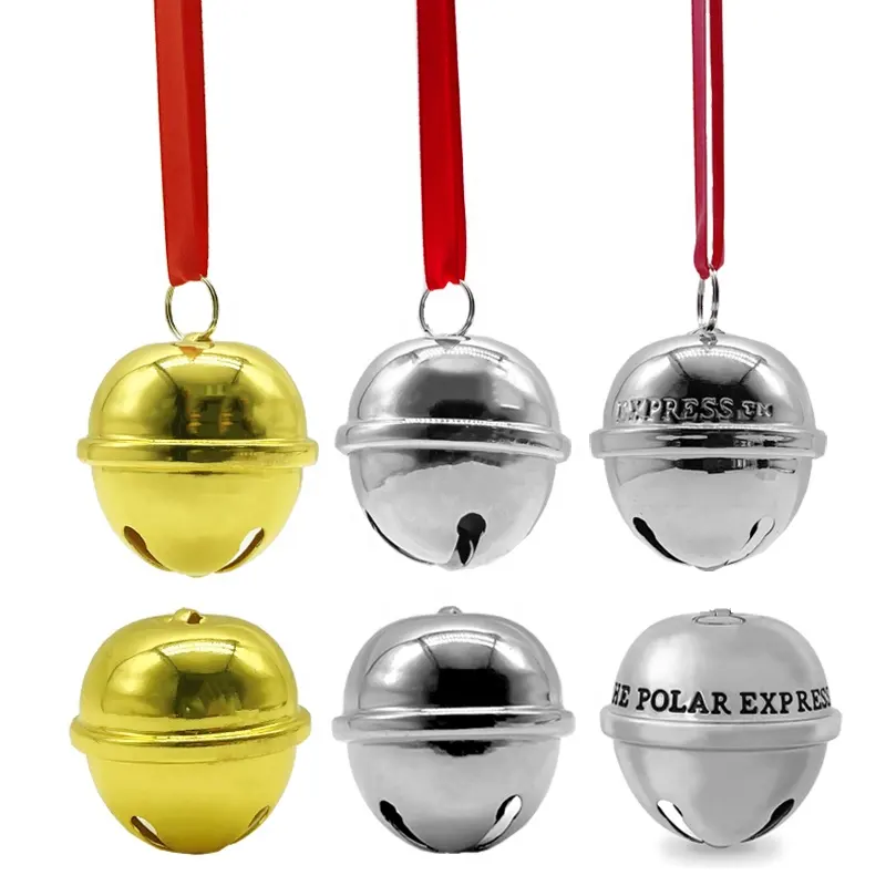 Party atmosphere ornament Christmas Sleigh Bell with Red Ribbon Bells Support custom logo Custom color Metal craft bells with