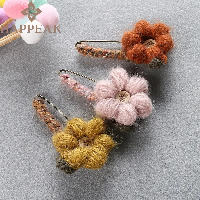 Broche de fio de lã, alta qualidade, venda no atacado, flor, corpete, pano, decoração, broche, feita à mão