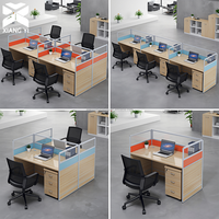 Bureau de travail moderne en forme de I avec tiroirs, bureau pour 6 personnes, table de bureau, mobilier de bureau, poste de travail