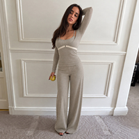 Ensemble de vêtements de détente extensibles pour femmes, 3 pièces, débardeur uni, pantalon droit à jambes longues, longueur genou