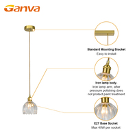 Lampes suspendues industrielles populaires pour plafond, style moderne, en fer et verre, avec LED, pour chambre à coucher