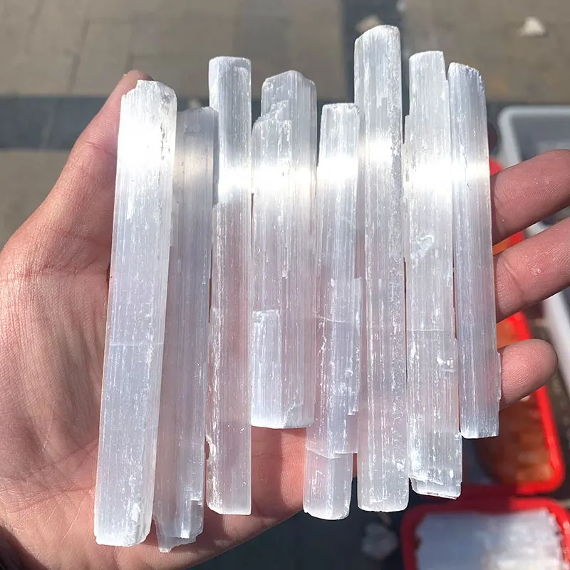 Natural Selenite Sticks Wands Energy Raw Stone Rough stones Selenite