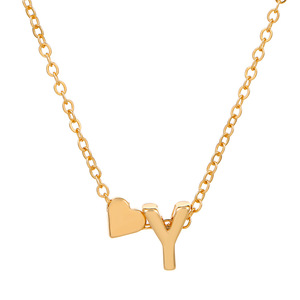 Collana con Ciondolo a Forma di Cuore e Onda d'Acqua con 26 Lettere dell'Alfabeto Inglese in Lega, Stile Europeo Americano, Creativa e Versatile per Donne - Product Image 6