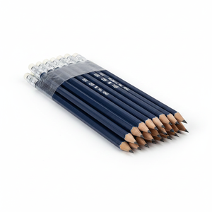 Matite Blu Scuro 2B e HB per Scuola e Studenti con Gomma, Esagonali, D=7.3mm L=87mm, Confezione da 100 Pezzi - Product Image 2