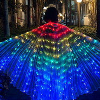 Ailes de Fée LED Lumineuses pour Danse du Ventre, Robe Ailes de Papillon Luminescentes, Cape Dansante Lumineuse pour Costume de Spectacle Femme