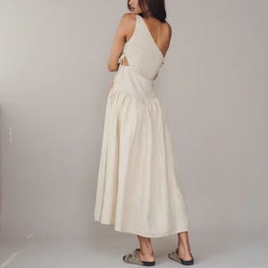 Vestidos Maxi Personalizados con Cintura Fruncida, Abertura Lateral, Un Hombro Descubierto, Corte en A, Vestidos Largos para Mujer - Product Image 3