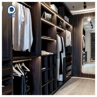 Armario de Lujo Personalizado con Isla, Moderno Sistema de Almacenamiento de Madera para Dormitorio, Muebles de Guardarropa