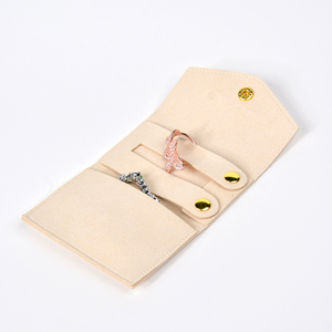 Custom Logo Foldable Mini Microfiber Jewelry Container Organizer Storage <b>Pouch</b> for Earrings Foldable Packaging for Mini Jewelry - Product Image 1
