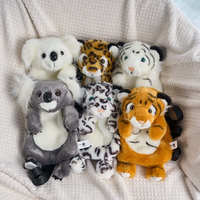 Sac à dos en peluche mignon motif animaux de dessin animé (tigre, éléphant, panda) – Sac d'école pour enfants, sac à bandoulière pour téléphone, rembourrage en coton PP