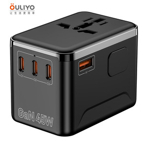 OULiYO GaN Travel Adapter 45W 4 USB Ports PD <b>Fast</b> <b>Charging</b> Universal <b>Plug</b> Converter - Product Image 4
