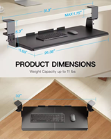 Plateau pour clavier de bureau Plateau ergonomique pour clavier de table d'angle droit avec pince en C réglable Plateau pour souris à glissière en fer