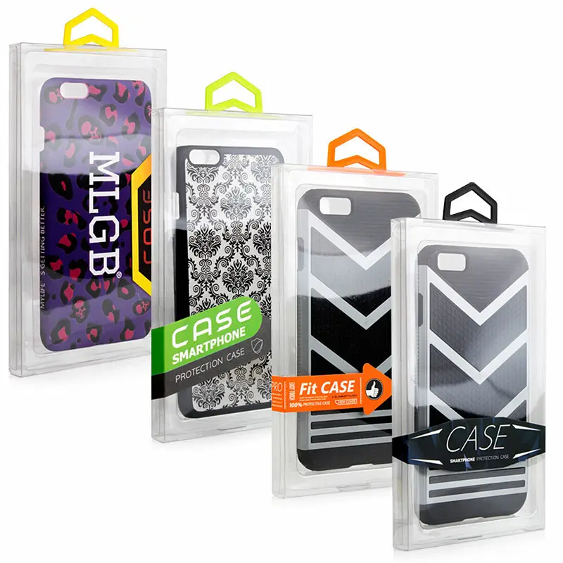 Cheap Folding Clasp PVC Clear Window Mobile Phone Case Box Custom Phone Case Packaging Box