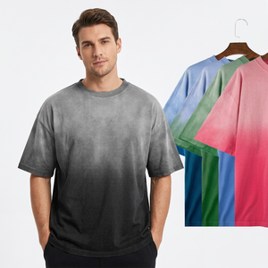เสื้อยืดแขนสั้นผู้ชายทรงโอเวอร์ไซส์ไล่เฉดสี ผ้าฝ้าย 100% คอกลม ผ้าเจอร์ซีย์ลำลอง ระบายอากาศได้ดี ดีไซน์เรียบง่าย - Product Image 1