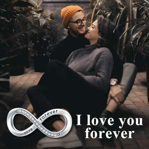 925 Sterling Silver Fashion Jewelry Rhodium Plated <strong>Infinity</strong> <strong>Symbol</strong> 'Love You Forever' Engraved <strong>Charms</strong> for Gift with Zircon Stone - Product Image 6
