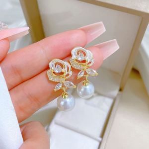 Stainless Steel Jewelry Set Non Fade Court-style Pearl Flower Necklace Earring Ring Women Clavicle <b>Chain</b> Choker Charm Jewelry - Product Image 4