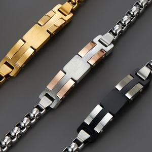 Custom 316l Stainless Steel <b>Men</b> Bracelet Engrave 14k 18k Gold Plated Fashion Chain Link Bracelets <b>for</b> <b>Men</b> - Product Image 4